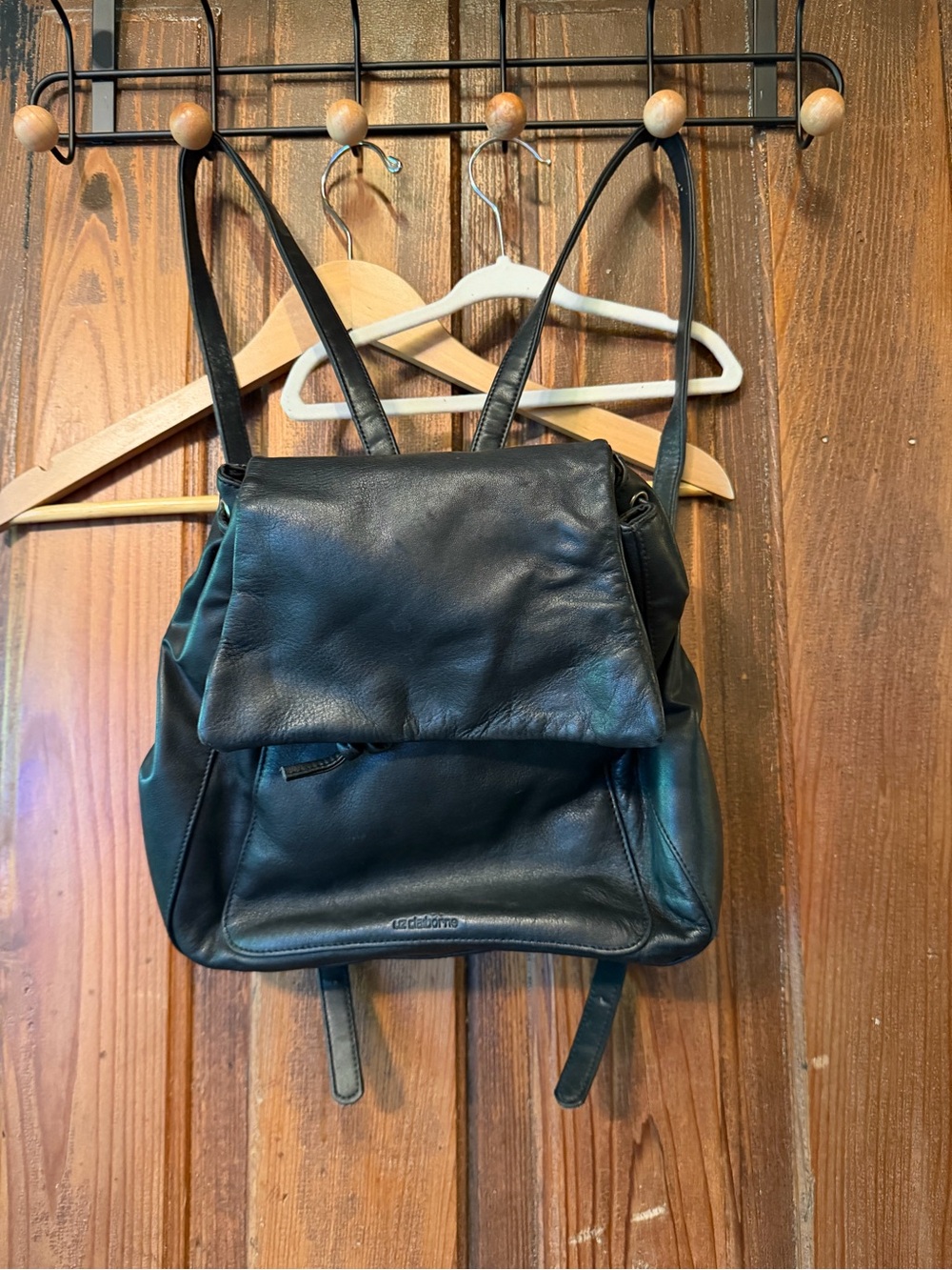 Leather Co by Liz Claiborne black leather backpack